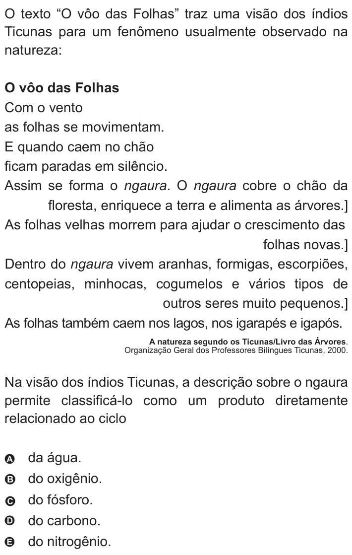 Questão 51 no caderno Azul do ENEM 2010
