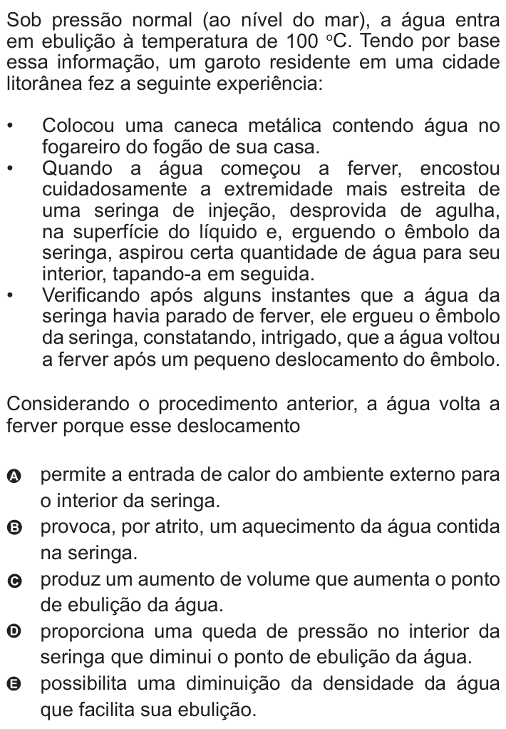 Questão 58 no caderno Azul do ENEM 2010