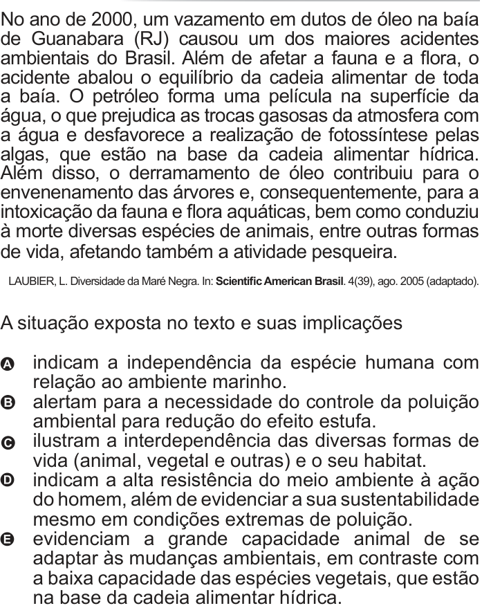 Questão 61 no caderno Azul do ENEM 2010