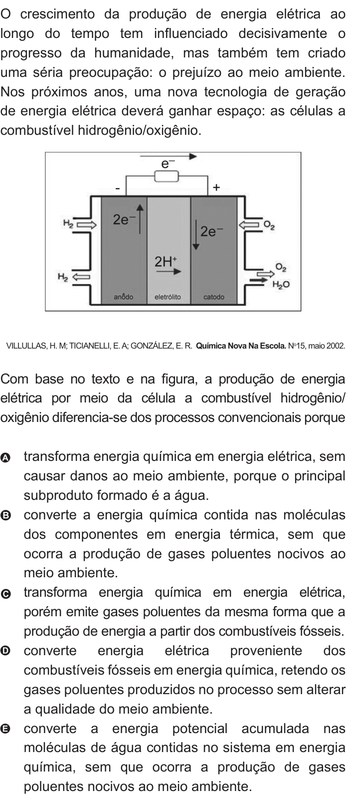 Questão 63 no caderno Azul do ENEM 2010