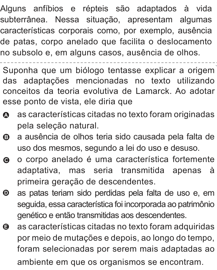 Questão 64 no caderno Azul do ENEM 2010
