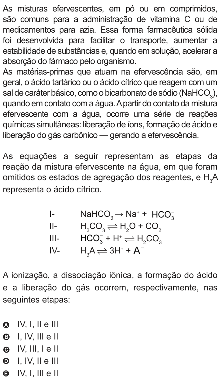 Questão 65 no caderno Azul do ENEM 2010