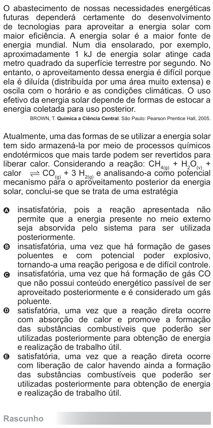 Questão 67 no caderno Azul do ENEM 2010