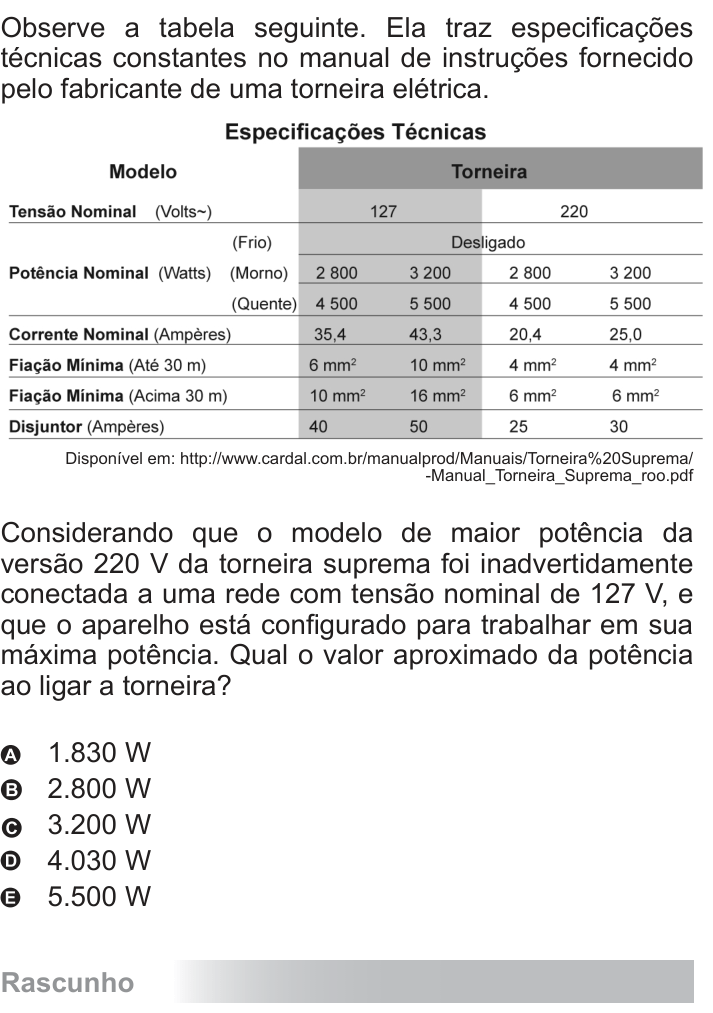 Questão 70 no caderno Azul do ENEM 2010