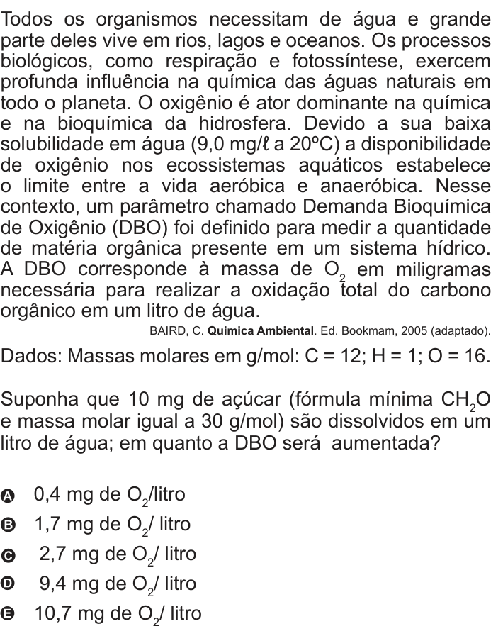 Questão 72 no caderno Azul do ENEM 2010