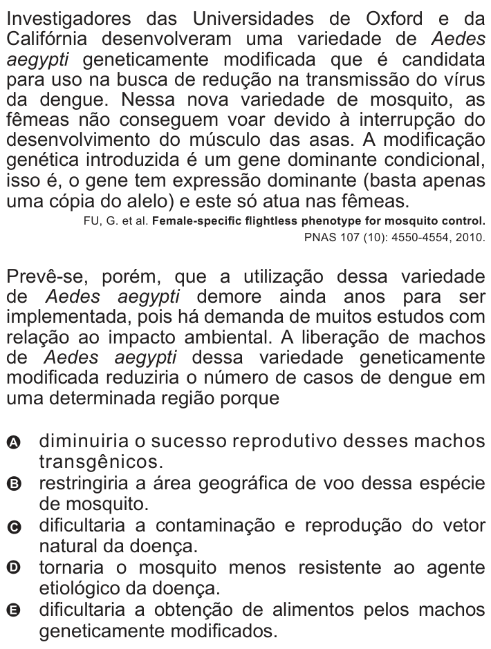 Questão 76 no caderno Azul do ENEM 2010