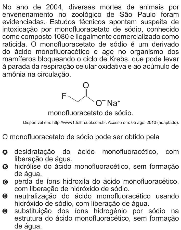 Questão 77 no caderno Azul do ENEM 2010