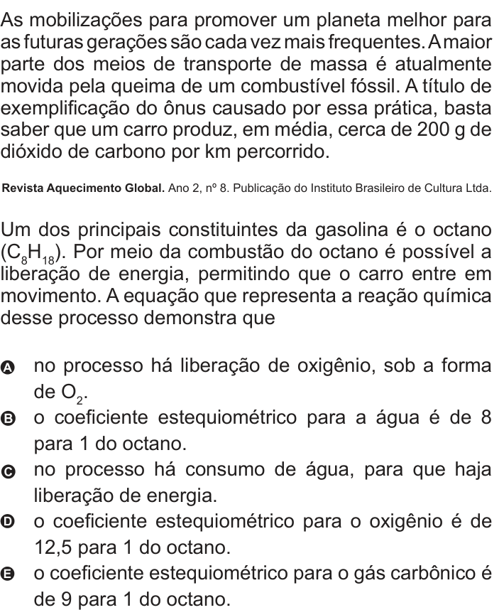 Questão 79 no caderno Azul do ENEM 2010