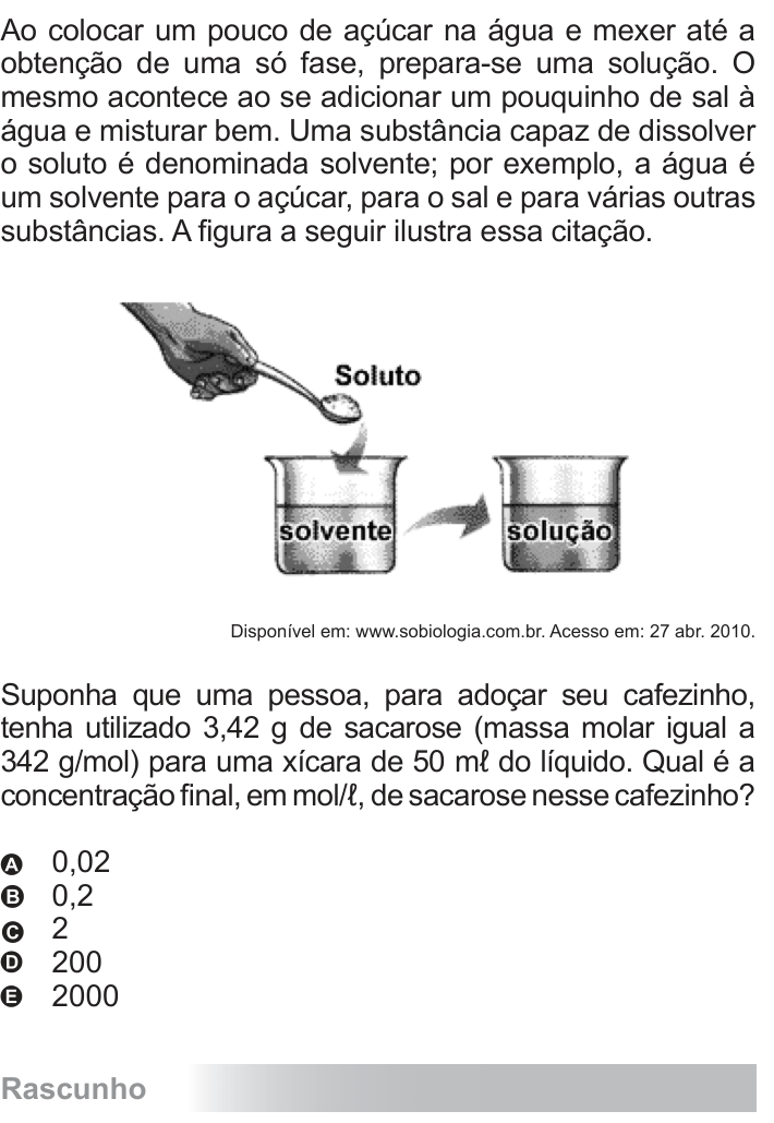 Questão 83 no caderno Azul do ENEM 2010