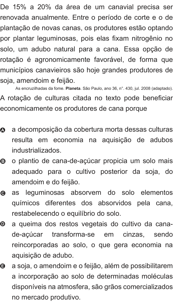 Questão 87 no caderno Azul do ENEM 2010