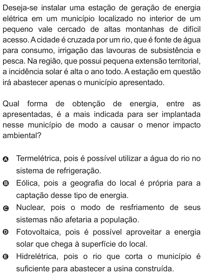 Questão 89 no caderno Azul do ENEM 2010