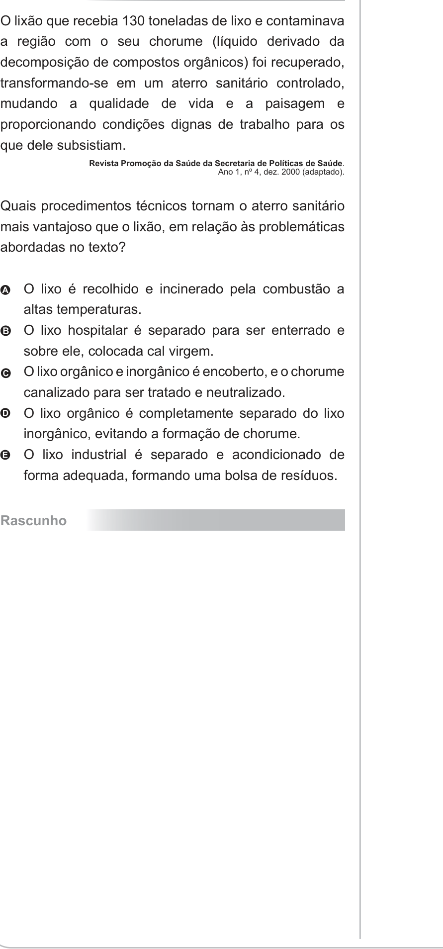 Questão 90 no caderno Azul do ENEM 2010