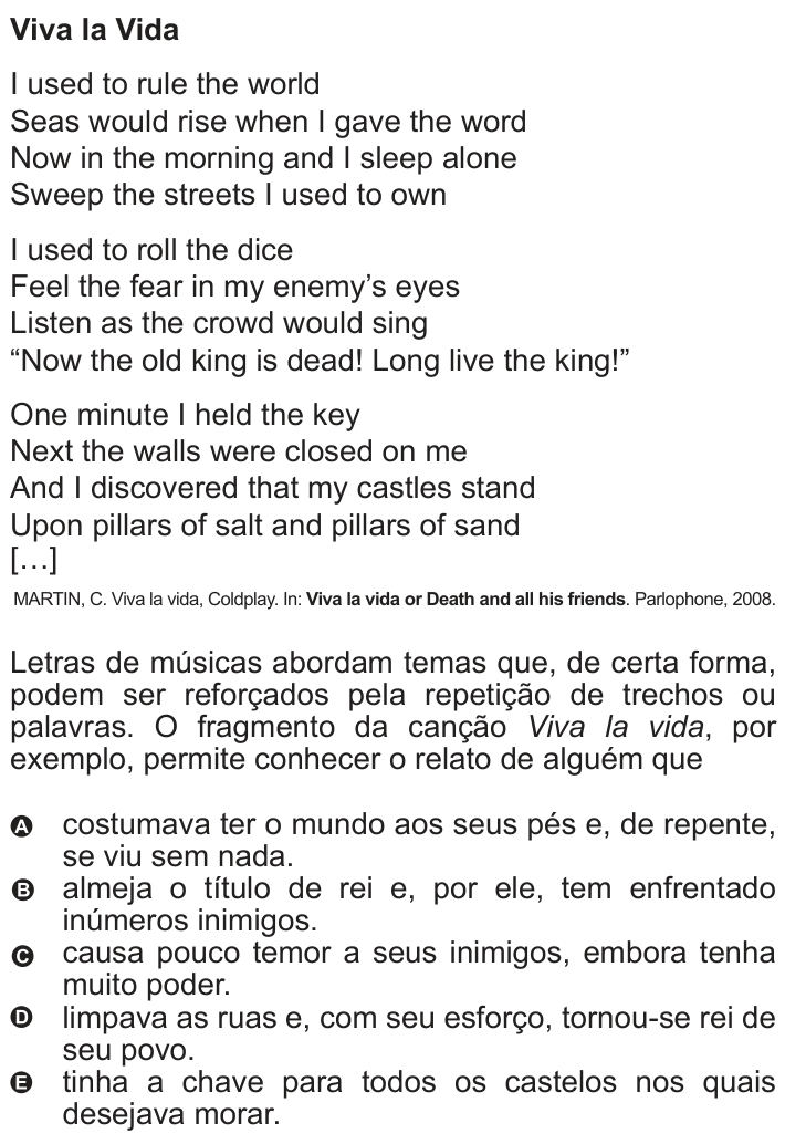 Questão 92 no caderno Azul do ENEM 2010