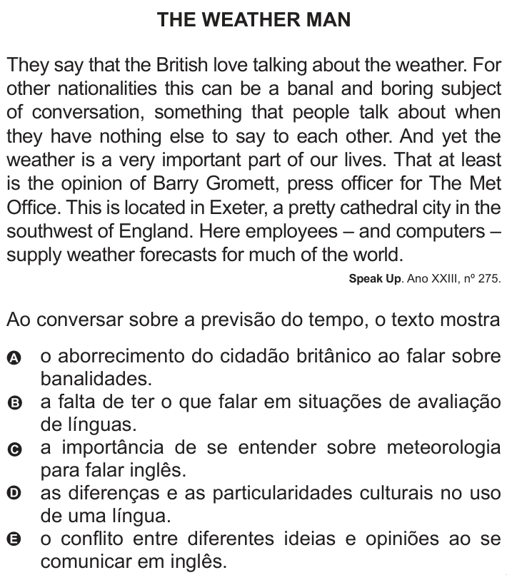Questão 93 no caderno Azul do ENEM 2010