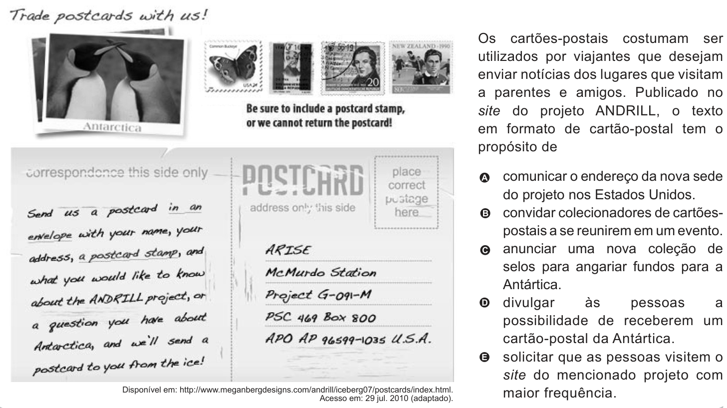 Questão 95 no caderno Azul do ENEM 2010