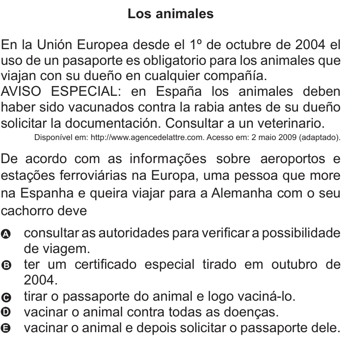 Questão 91 no caderno Azul do ENEM 2010