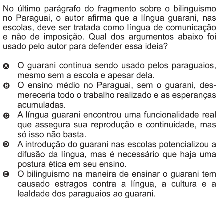 Questão 92 no caderno Azul do ENEM 2010