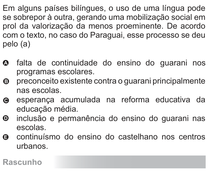 Questão 93 no caderno Azul do ENEM 2010