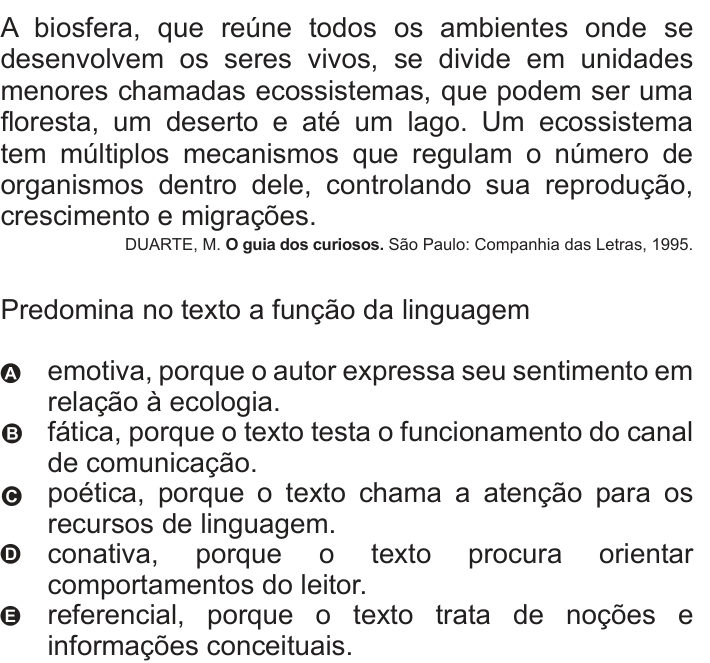 Questão 97 no caderno Azul do ENEM 2010