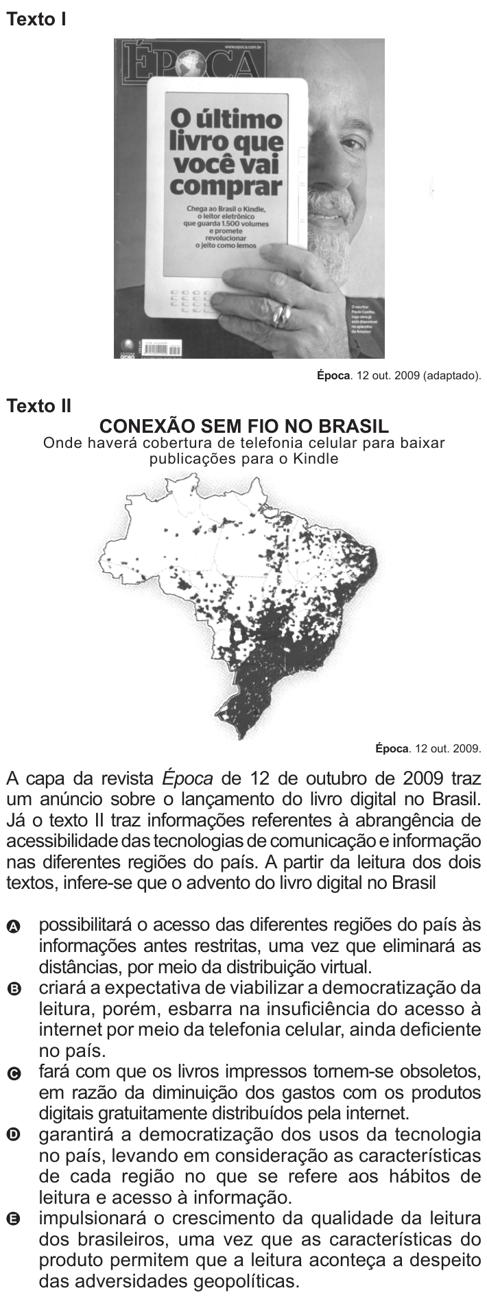 Questão 108 no caderno Azul do ENEM 2010