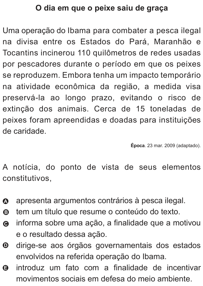 Questão 112 no caderno Azul do ENEM 2010