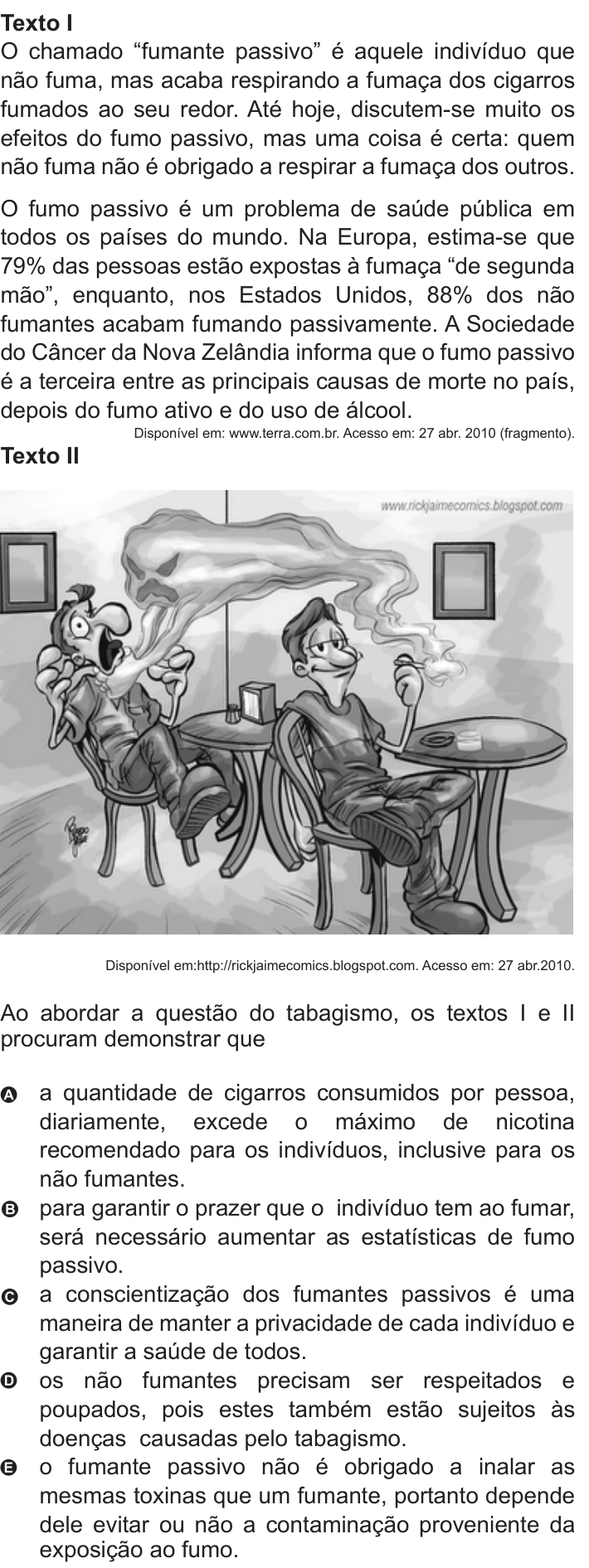 Questão 122 no caderno Azul do ENEM 2010