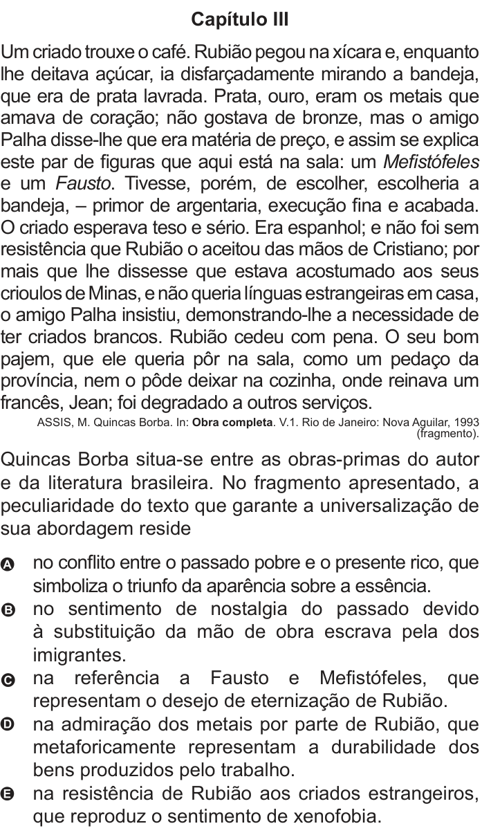 Questão 128 no caderno Azul do ENEM 2010