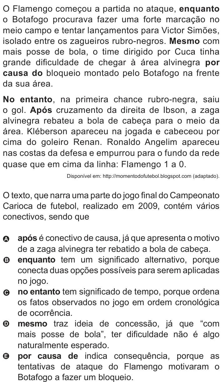 Questão 130 no caderno Azul do ENEM 2010