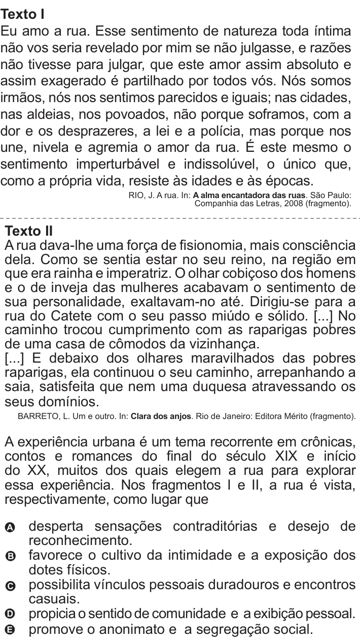 Questão 134 no caderno Azul do ENEM 2010