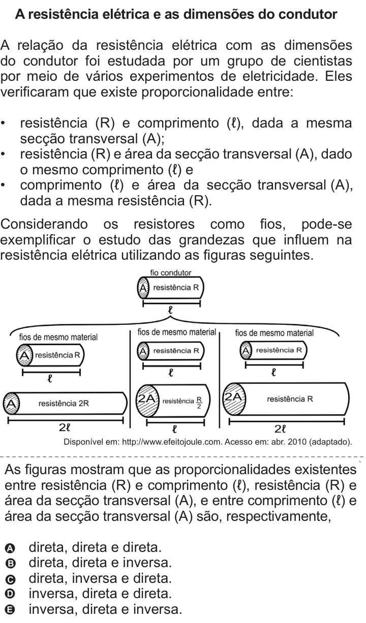 Questão 144 no caderno Azul do ENEM 2010