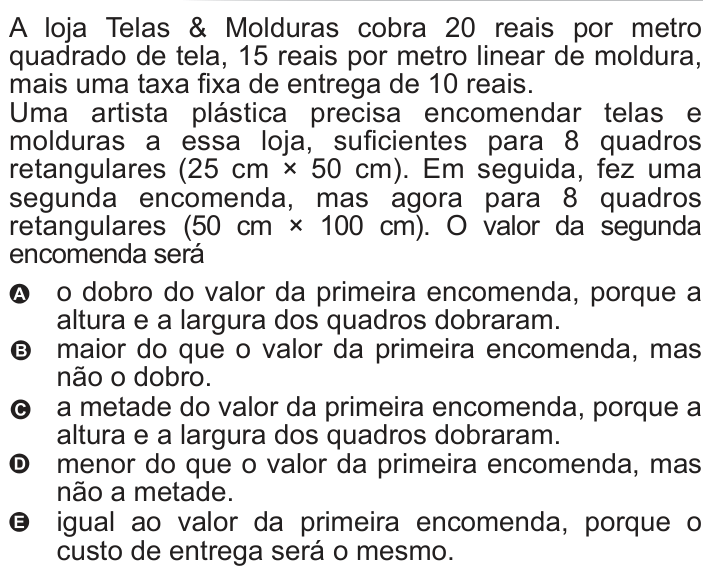 Questão 150 no caderno Azul do ENEM 2010