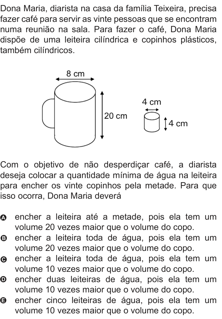 Questão 151 no caderno Azul do ENEM 2010
