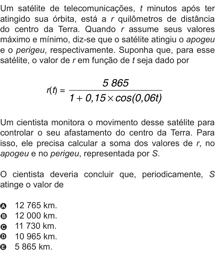 Questão 152 no caderno Azul do ENEM 2010
