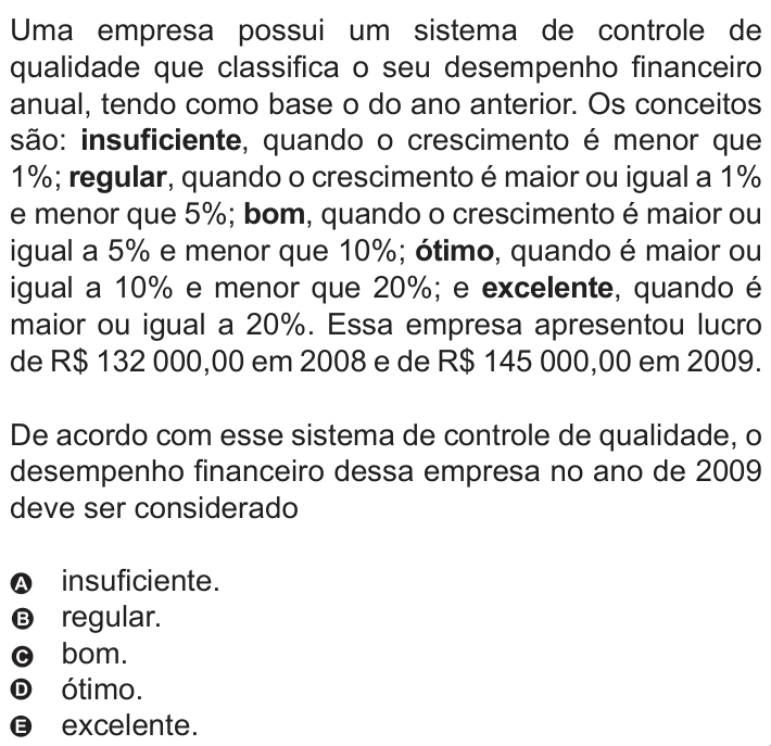 Questão 154 no caderno Azul do ENEM 2010