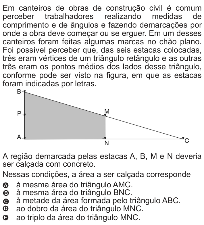 Questão 161 no caderno Azul do ENEM 2010