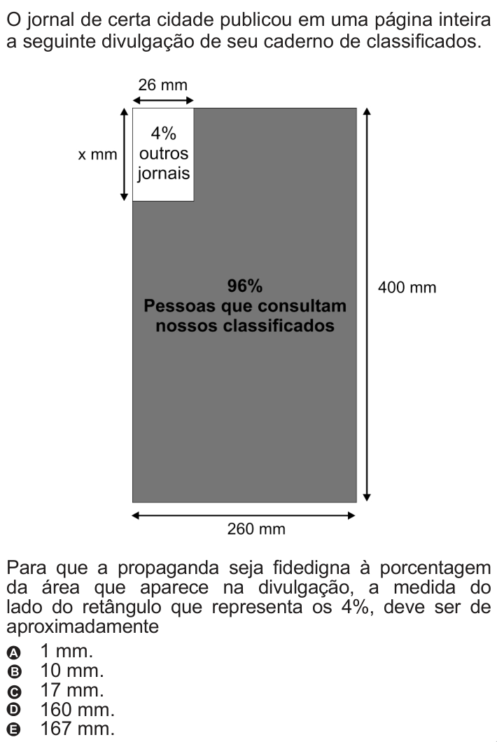 Questão 162 no caderno Azul do ENEM 2010