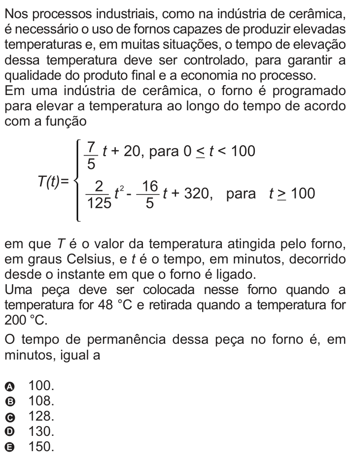 Questão 165 no caderno Azul do ENEM 2010