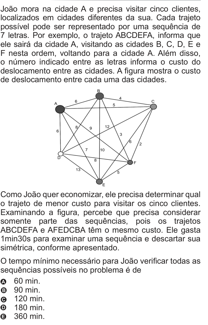 Questão 173 no caderno Azul do ENEM 2010
