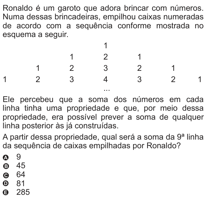 Questão 179 no caderno Azul do ENEM 2010