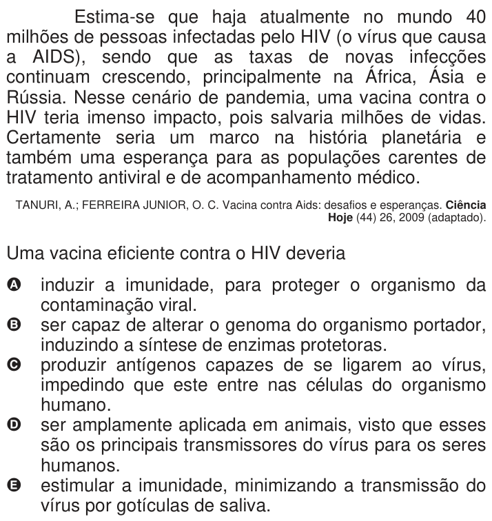 Questão 3 no caderno Azul do ENEM 2009