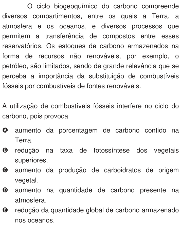 Questão 6 no caderno Azul do ENEM 2009