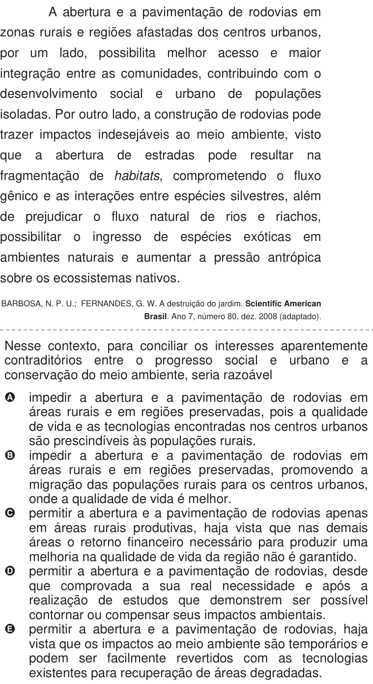 Questão 13 no caderno Azul do ENEM 2009