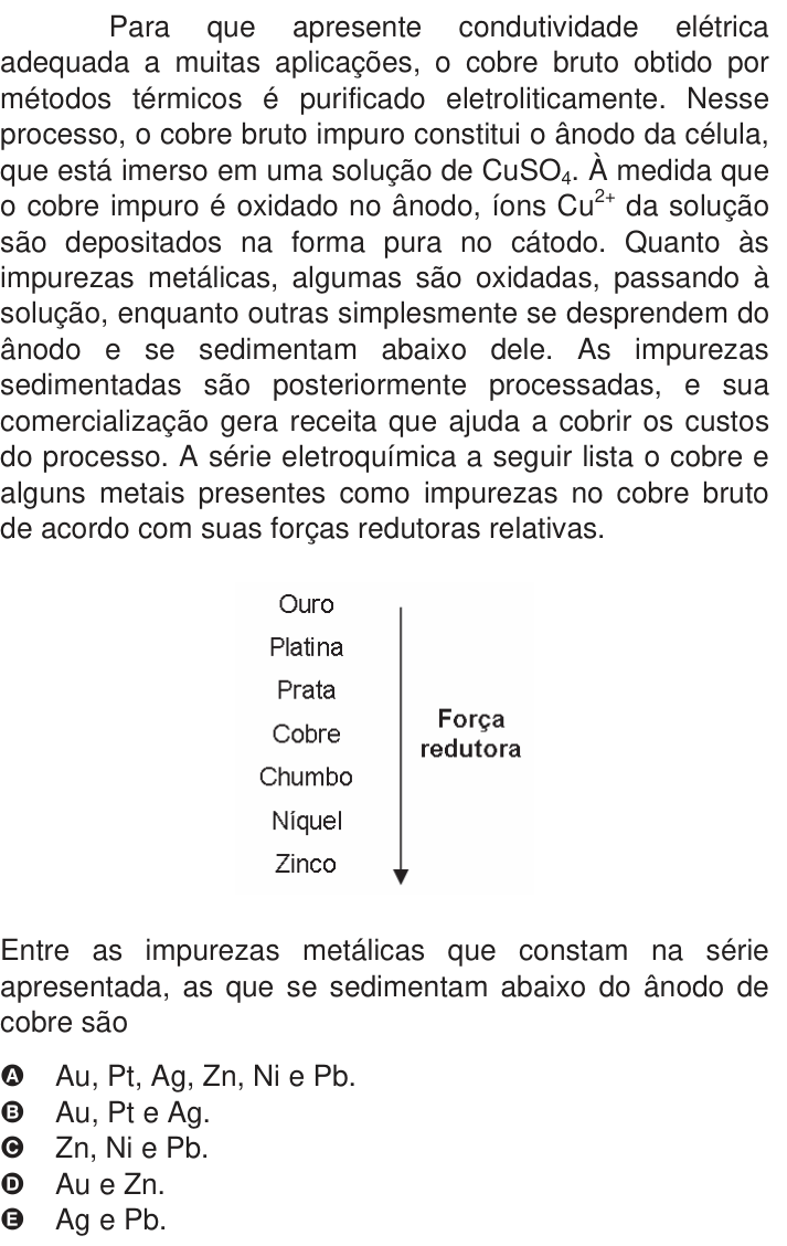 Questão 15 no caderno Azul do ENEM 2009