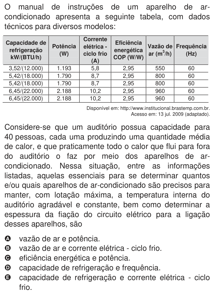 Questão 18 no caderno Azul do ENEM 2009