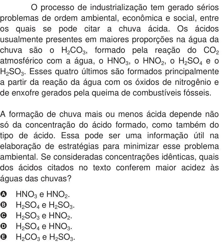 Questão 26 no caderno Azul do ENEM 2009