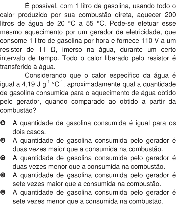 Questão 30 no caderno Azul do ENEM 2009