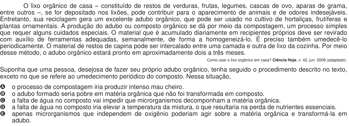 Questão 34 no caderno Azul do ENEM 2009