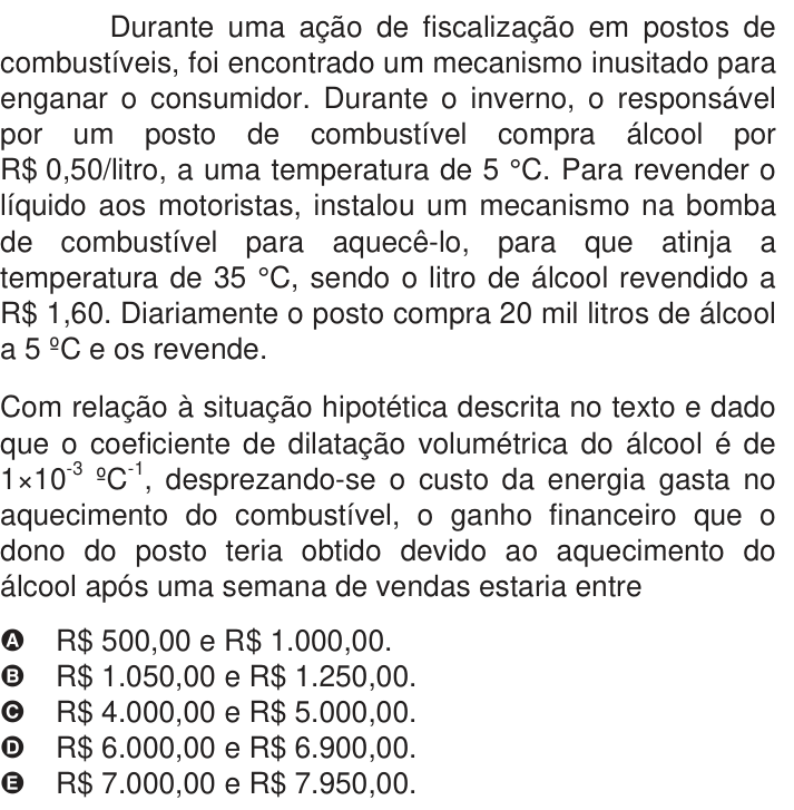 Questão 38 no caderno Azul do ENEM 2009