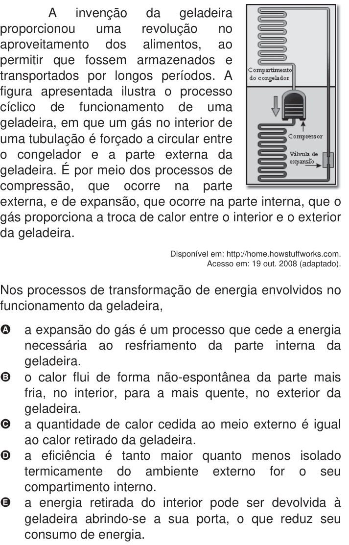 Questão 39 no caderno Azul do ENEM 2009