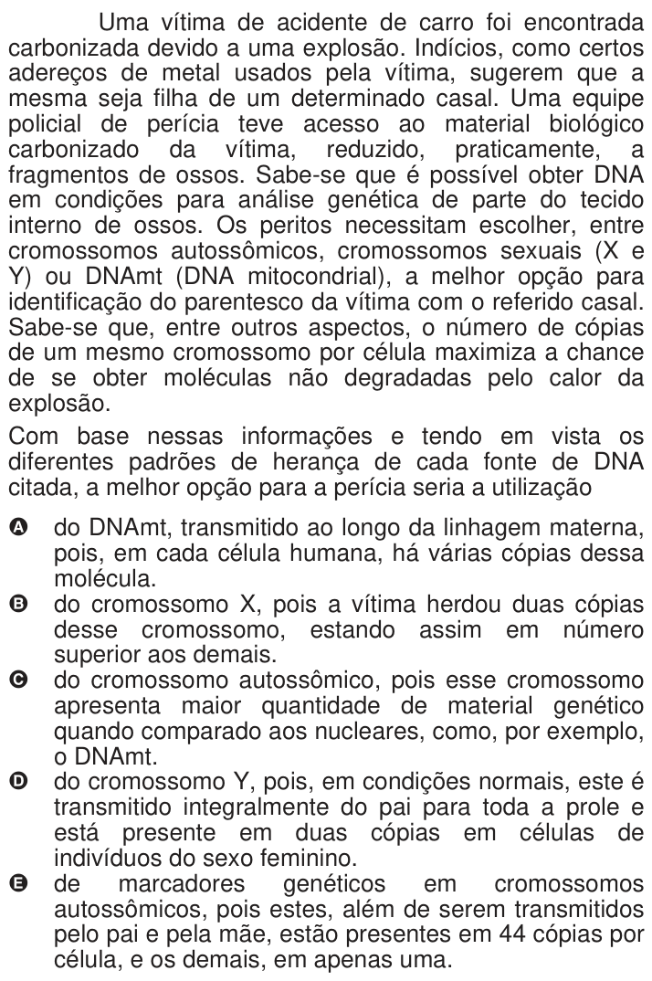 Questão 41 no caderno Azul do ENEM 2009